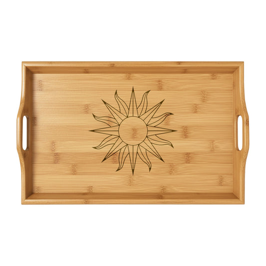Engraved Uruguay Sun Bamboo Serving Tray