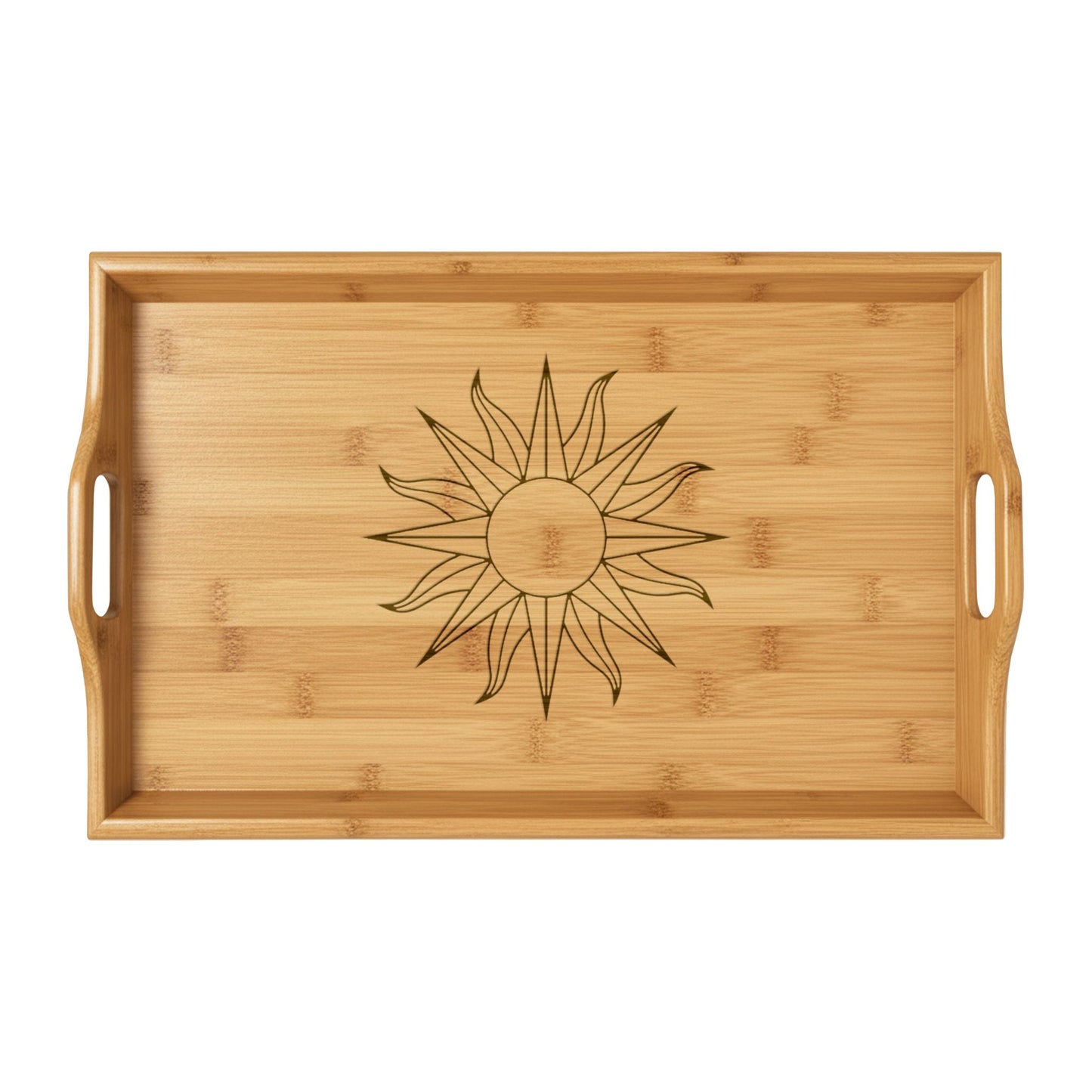 Engraved Uruguay Sun Bamboo Serving Tray