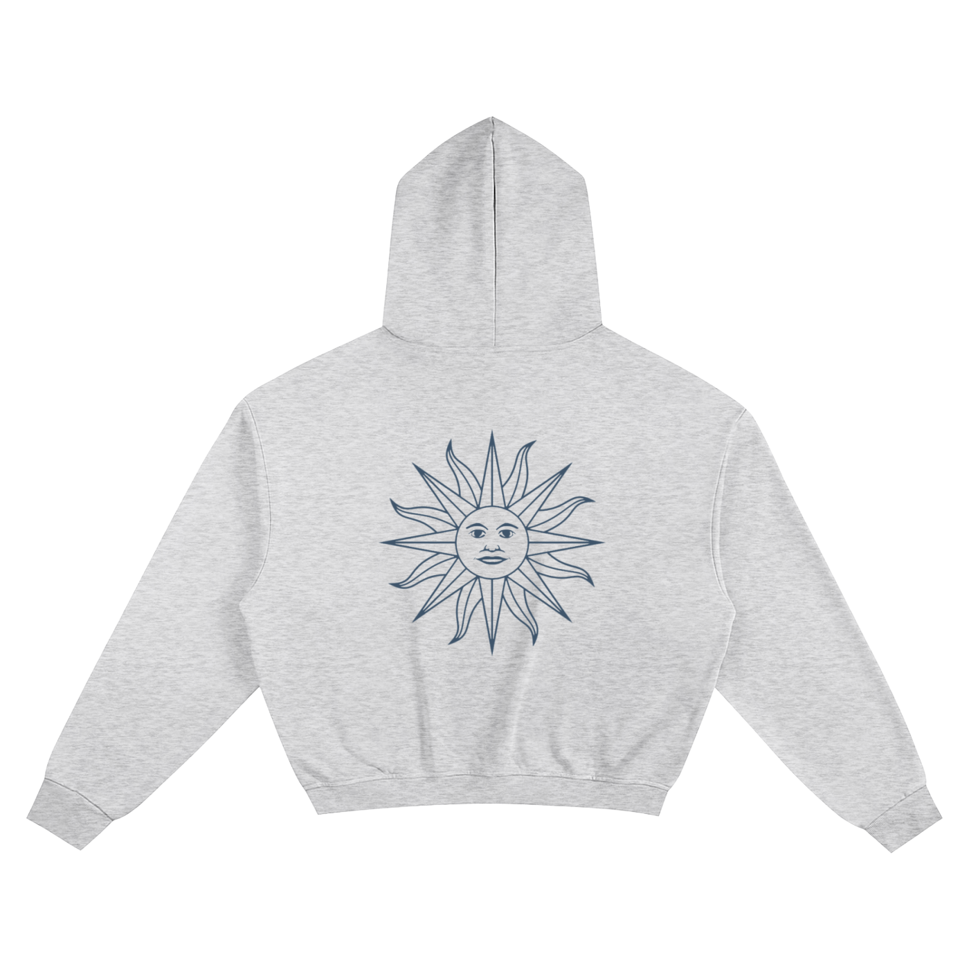 Navy Grey Drop Shoulder Cropped Hoodie